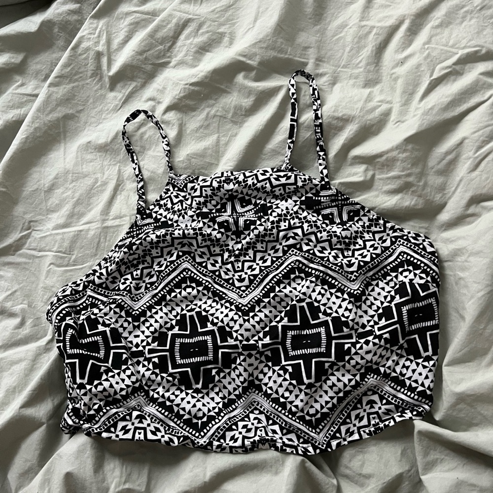 Express Black and White Geometric Tank Top